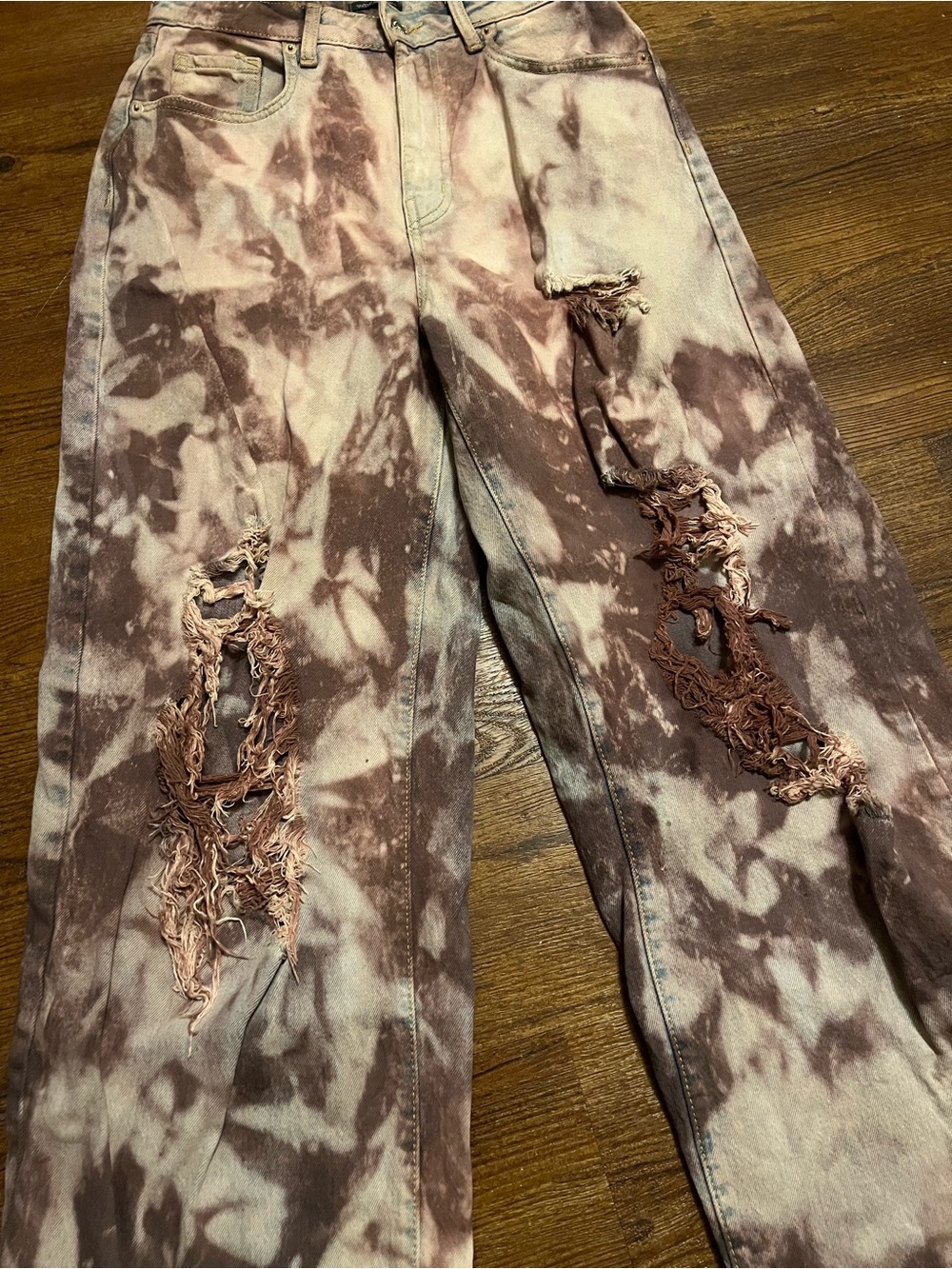 Wild Fable Baggy High Rise Wide Leg Acid Wash Grunge Ripped Jeans Size 6/28R - Picture 4 of 10